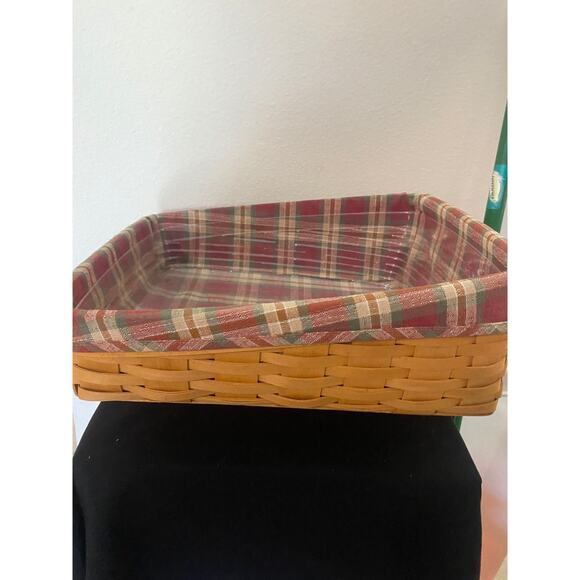 Longaberger Large Desktop Organizer Basket with Plaid Fabric Liner Office Home - Picture 3 of 4